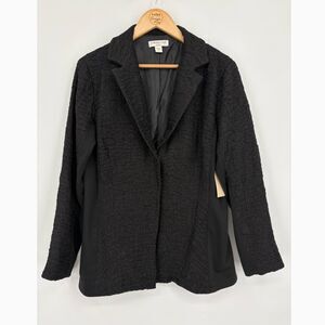 NWT Coldwater Creek Shaped Black Knit Inset Riding Jacket Blazer, Sz 12, Classic
